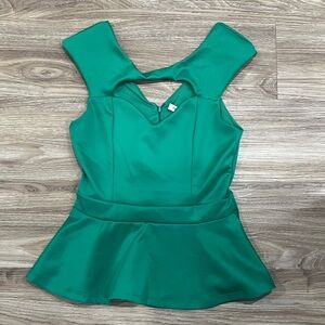 Arden B Vibrant Green Peplum Blouse